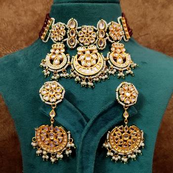 Ruby kundan meenakari semi precious choker set 4