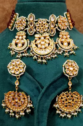 Ruby kundan meenakari semi precious choker set