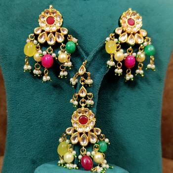 Multicolour navratan look kundan polki necklace set 3