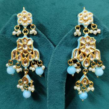 Turquoise kundan polki gold plated choker set 5