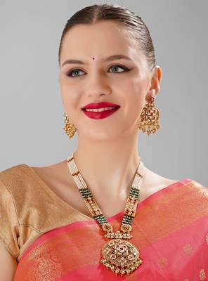 Royal multicolour kundan polki long set 1