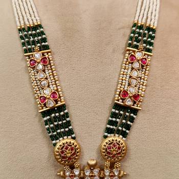 Royal multicolour kundan polki long set 3