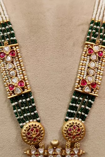Royal multicolour kundan polki long set