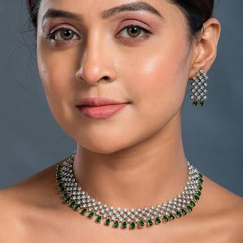 Cz green Wedding Necklace set 2