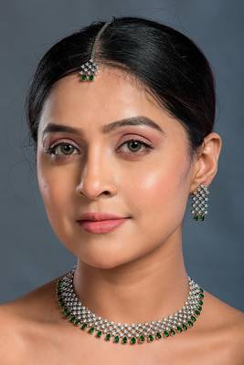 Cz green Wedding Necklace set 5