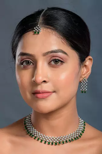 Cz green Wedding Necklace set