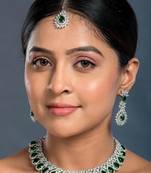 American Diamond Green Necklace Set For bridal