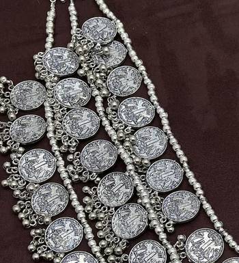 Multilayer oxidised 1 rupee coin necklace 2