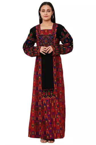 Hand Stitched Maxi with Thread Embroidery Work