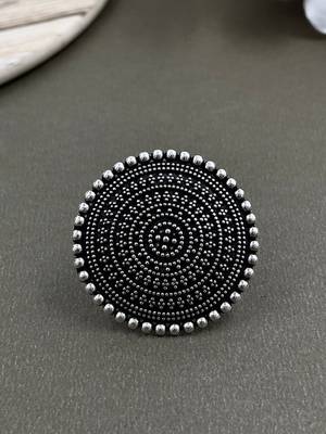 Designer oxidised brass ring 2