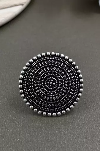 Designer oxidised brass ring