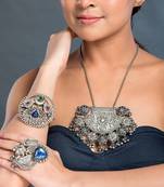 Statement Necklace cuff bracelet ring set