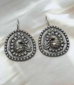 German silver earrings peacock design hoop earrings