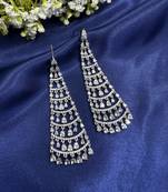 White cz american diamond long dangler earrings