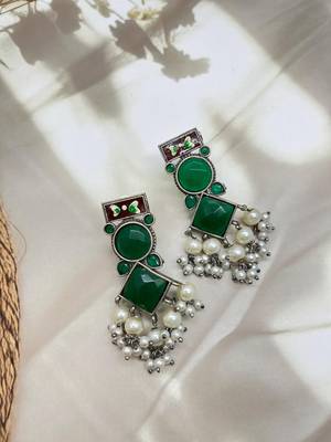 German Silver Green earrings 1