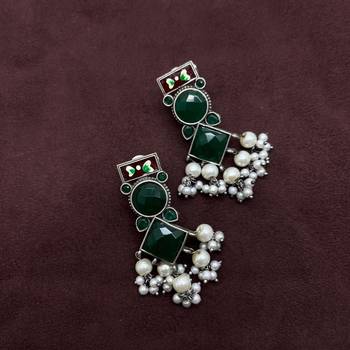 German Silver Green earrings 2