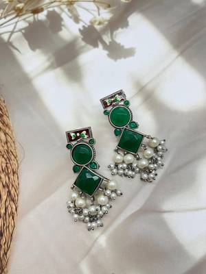 German Silver Green earrings 3
