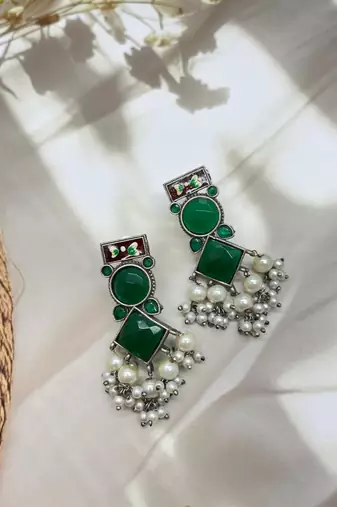 German Silver Green earrings