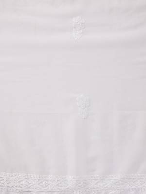 Hand embroidered white georgette lucknowi chikankari saree with blouse 6