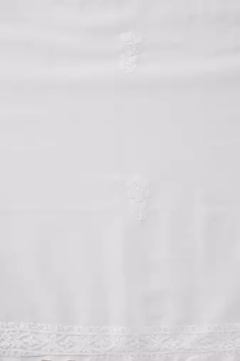 Hand embroidered white georgette lucknowi chikankari saree with blouse