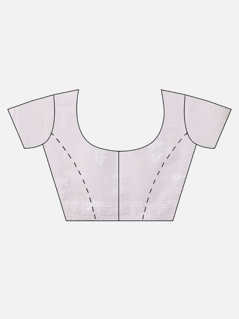 Hand embroidered white georgette lucknowi chikankari saree with blouse