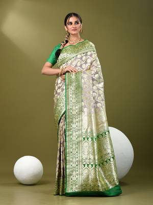 Rosy brown katan silk blend banarasi saree with zari woven ethnic designs 1