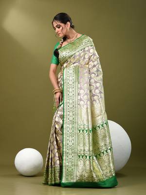Rosy brown katan silk blend banarasi saree with zari woven ethnic designs 2