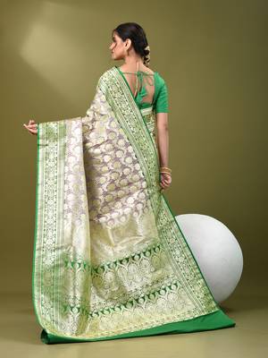 Rosy brown katan silk blend banarasi saree with zari woven ethnic designs 3