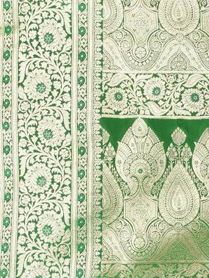 Peach katan silk blend banarasi saree with zari woven ethnic designs 4