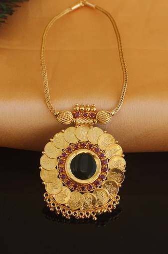 Gold plated kasu palakka necklace