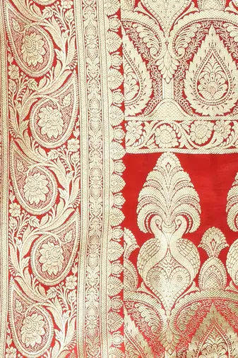 Black katan silk blend banarasi saree with zari woven ethnic designs