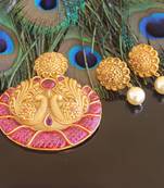 Matte finish peacock ruby pendant set