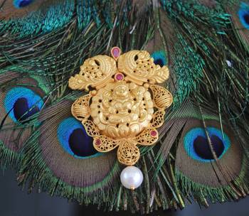 Matte finish temple lakshmi pendant set 2