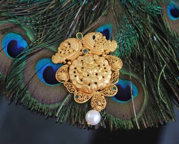 Matte finish temple lakshmi pendant set 2