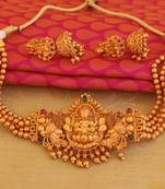 Matte finish temple lakshmi choker necklace set
