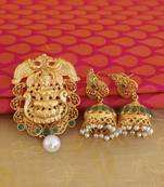 Lakshmi temple matte finish pendant set