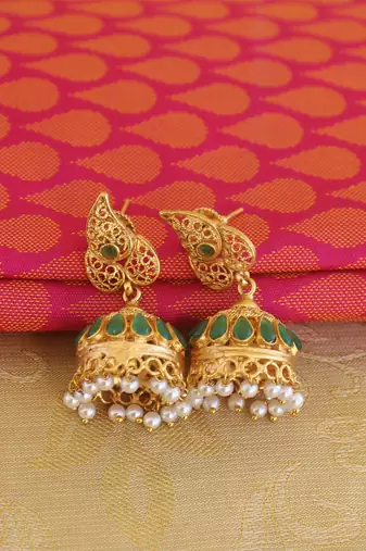 Lakshmi temple matte finish pendant set