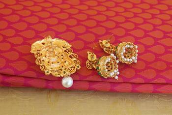 Lakshmi temple matte finish pendant set 5