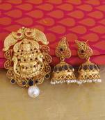 Lakshmi temple matte finish pendant set