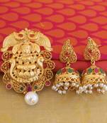 Lakshmi temple matte finish pendant set