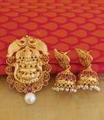 Lakshmi temple matte finish pendant set