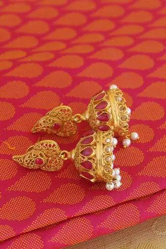 Lakshmi temple matte finish pendant set