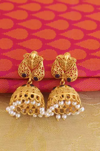 Temple lakshmi blue color matte finish pendant set