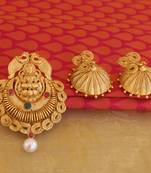 matte finish temple lakshmi pendant set