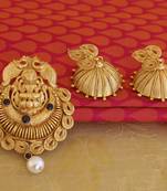 matte finish temple lakshmi pendant set