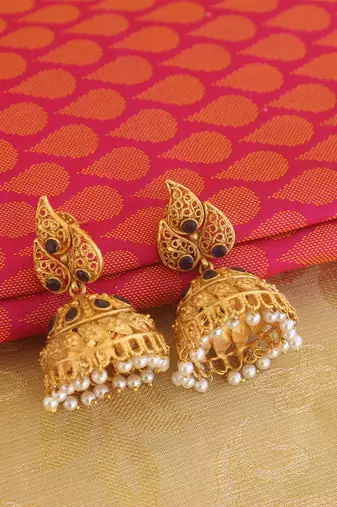 matte finish blue temple lakshmi pendant set