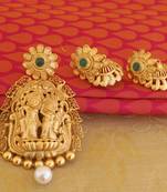 Radha krishna matte finish pendant set