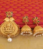 Peacock temple lakshmi matte finish pendant set