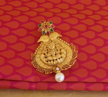 Peacock temple lakshmi matte finish pendant set 2