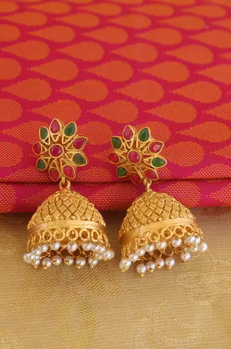 Peacock temple lakshmi matte finish pendant set